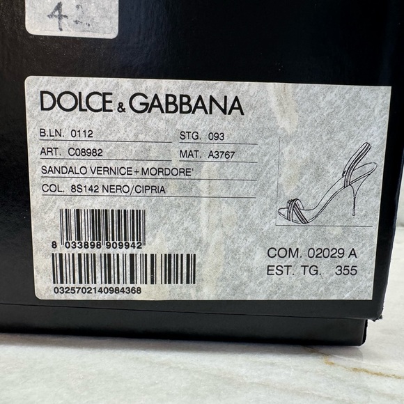 Dolce & Gabbana Heeled Sandals Sandalo Vernice Mordor’s Nero/Cipria Size 35.5 - Picture 10 of 10
